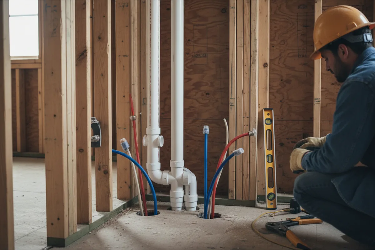 Drain and supply rough-in during Drain Cleaning in Kingsbury